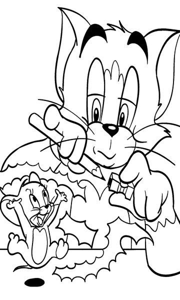 kolorowanka Tom i Jerry malowanka do wydruku z bajki dla dzieci, do pokolorowania kredkami, obrazek nr 5